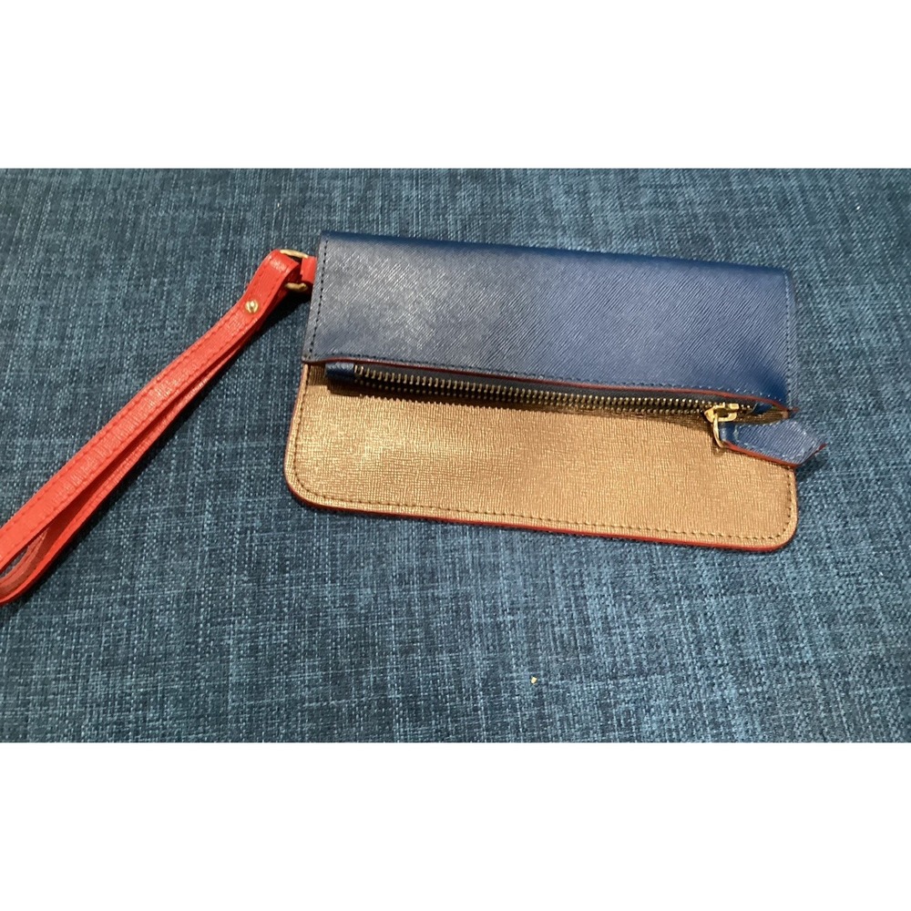 Alberta Di Canio Genuine Leather Wristlet Clutch Made In Italy With Gold-To